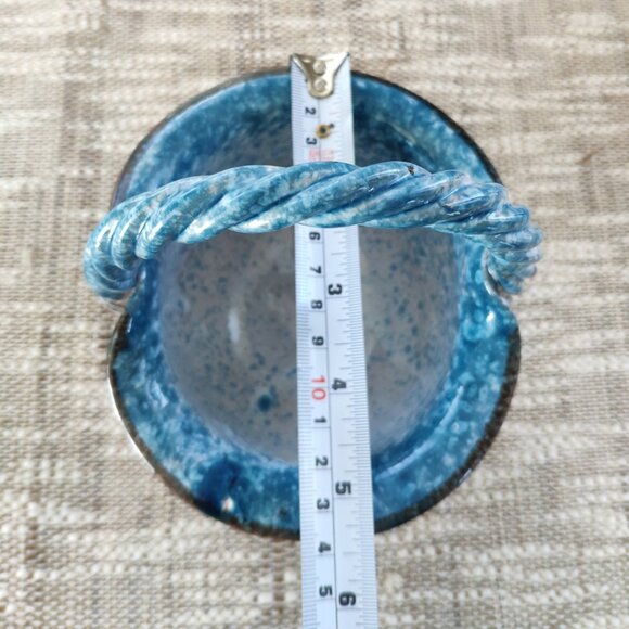 Italian Majolica Basket Made in Italy Vintage Ceramic Bowl Vase 7" - Picture 11 of 12